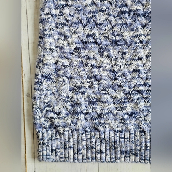 Croft & Barrow Blue Marled White Chunky Knit High Neck Soft Longsleeve Sweater - Picture 5 of 7
